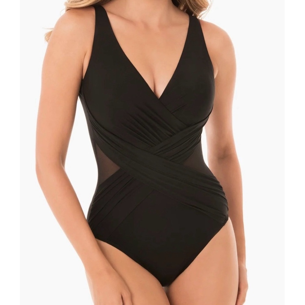 NWOT MiracleSuit Crossover with Mesh Black One Piece